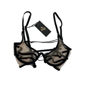 God Save Queens Black and Cream Bra
